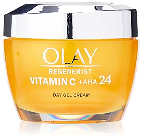 Olay Crema facial de gel de día con vitamina C + AHA24 para un tono claro y uniforme