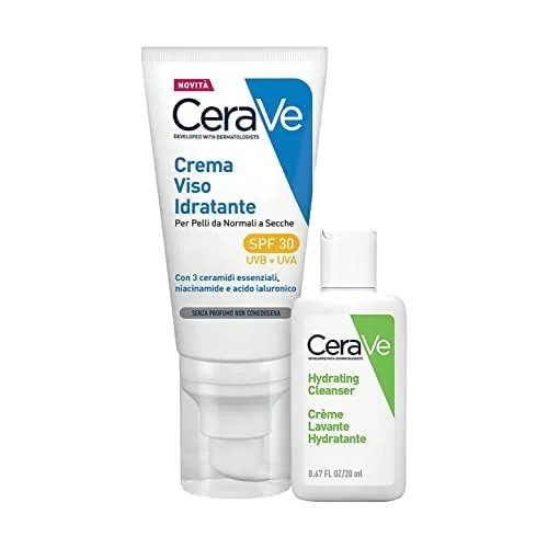 CeraVe Set de hidratación facial y de viaje, SPF 30 para piel normal y seca