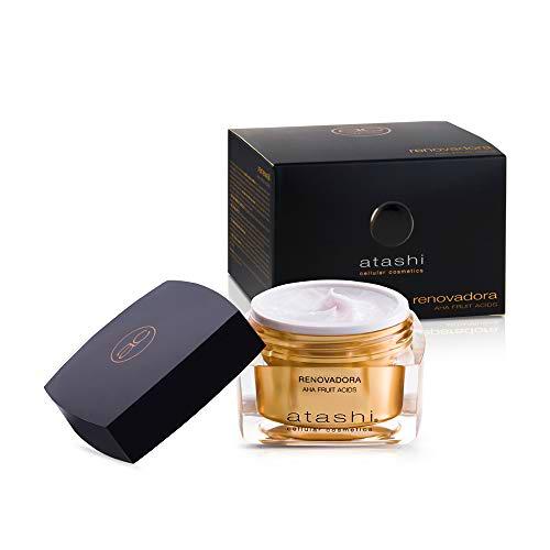 Atashi Antiedad - Crema Renovadora AHA Fruit Acids | Repara y Renueva | Corrige las Arrugas Profundas| Disminuye el Tamaño del Poro | Con Ácido Glicólico y Gardenia
