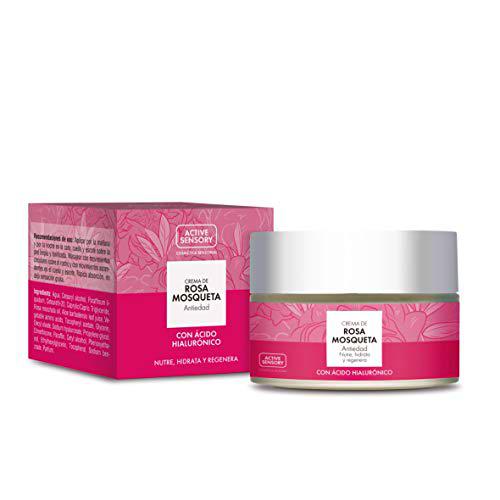 Active Sensory Crema de Rosa Mosqueta - Crema Facial con Aceite de Rosa Mosqueta y Ácido Hialurónico y Aloe Vera para Nutrir la Piel