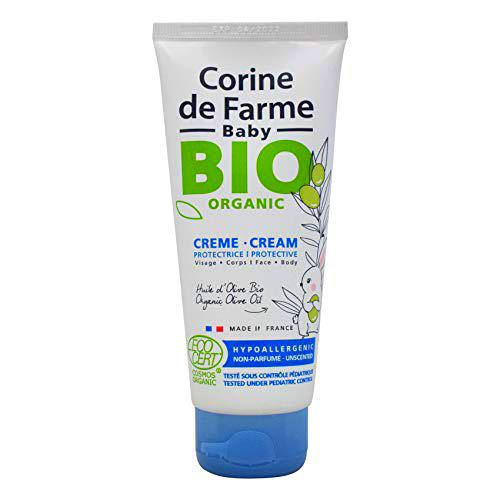 Corine de Farme | Crema protectora para el rostro y el cuerpo de bebé | Certificación ecológica con Ecocert Cosmos® Organic | hoja de olivo y aceite de oliva | 100% fabricación francesa | Juego de 3