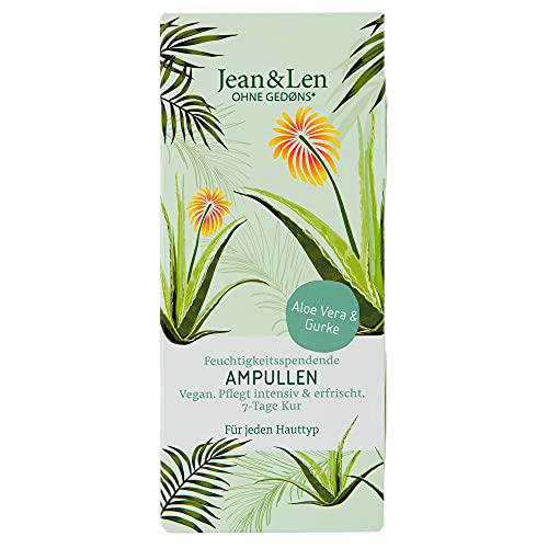 Jean &amp; Len Ampollas hidratantes de aloe vera y pepino, 7 x 1 ml