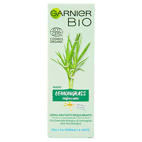 Garnier Crema facial Bio Lemongrass Refrescante, crema facial natural hidratante y reequilibrante
