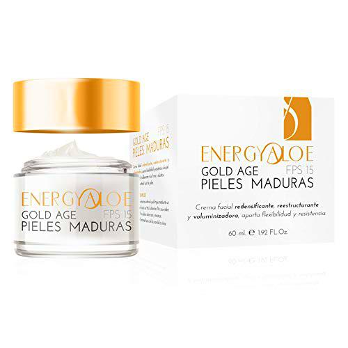 Energyaloe Gold Age Pieles Maduras | Tratamiento Antiage Reestructurante Y Voluminizador | Para Una Piel Más Firme Y Tersa | Protección Solar Fps 15 | 60 Ml