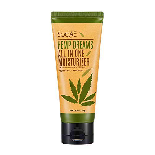 SOOAE - Hemp Dreams All In One Moisturizer, Crema Facial Hidratante Con Aceite De Cáñamo Y Centella Asiática, 80gr