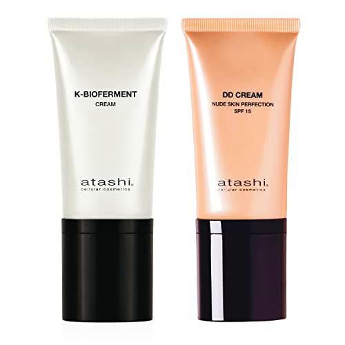 Atashi | K-Bioferment Therapy Cream Skin Booster + DD Cream Antiedad | Crema de Día con Biofermentos | Revitalizante Antiedad | Pieles Sensibles y Estresadas | Tratamiento con Color Retinol | 50 ml
