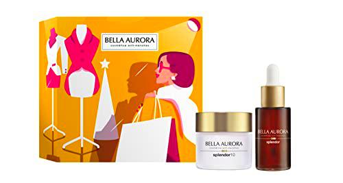 Bella Aurora Pack Splendor 10 Antiedad 50ml + Sérum Iluminador Antimanchas 30ml | Crema de Día Facial Antiage | Despigmentante Facial | Protección UVA | Unifica la Piel y Reduce los Poros