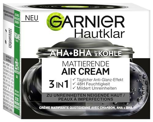 Garnier SkinActive AHA+BHA - Crema facial 3 en 1 con carbón para piel propensa a las impurezas, 50 ml