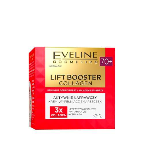 Eveline Cosmetics Lift Booster Colágeno Crema 70+ - Terapia de reparación avanzada con 3 tipos de colágeno